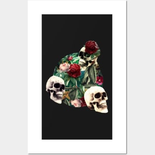 Flowers and Skulls (Green) Posters and Art